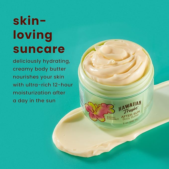 Hawaiian Tropic After Sun Lotion Moisturizer and Hydrating Body Butter with Coconut Oil 8 Ounce &amp Sheer Touch Lotion SPF 30 | Broad Spectrum Sunscreen 8oz