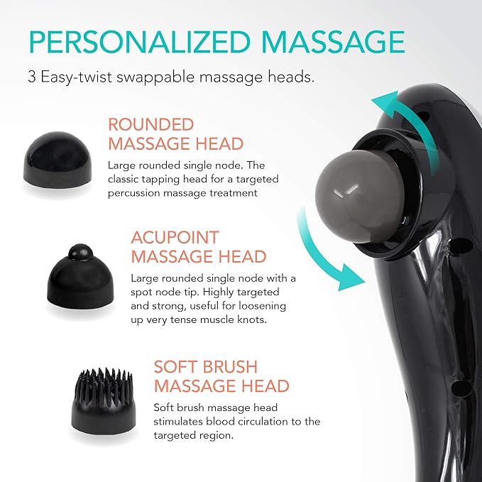 Daiwa Felicity Tapping Pro - Handheld Deep Tissue Back Neck Shoulder Leg Calf Muscle Massager with Extension Handle - FSA HSA Eligible