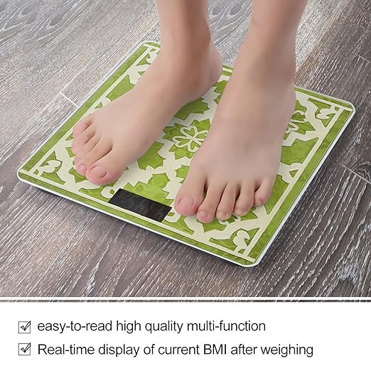 Digital Bathroom Scale for Body Weight Scale with Bright LCD Display High Accuracy Step-On Technology Auto On/Off Lime Green and White Digital Scales 400 Lbs /180kg