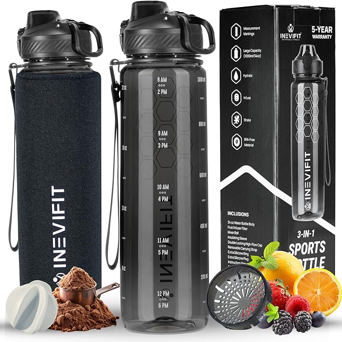 INEVIFIT Ultimate Health Bundle Premium Bathroom Scale Kitchen Scale Water Bottle &amp Resistance Band Set for Total Wellness