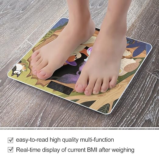 Squirrel Wearing A Wizard Hat Bathroom Scale for Body Weight LCD Display Digital Bathroom Scale Tempered Glass Bathroom Weight Scales Fashion Smart Scales for Home Bedroom 400 Lb