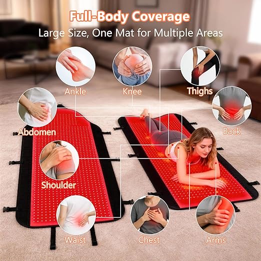 HomeCare 2026 Red Light Therapy for Body 74.8 × 35 Full Body Red Light Therapy Mat with 2704 LEDs 660nm &amp 850nm Dual Wavelength TPU Material Hangable Timer &amp Adjustable Intensity