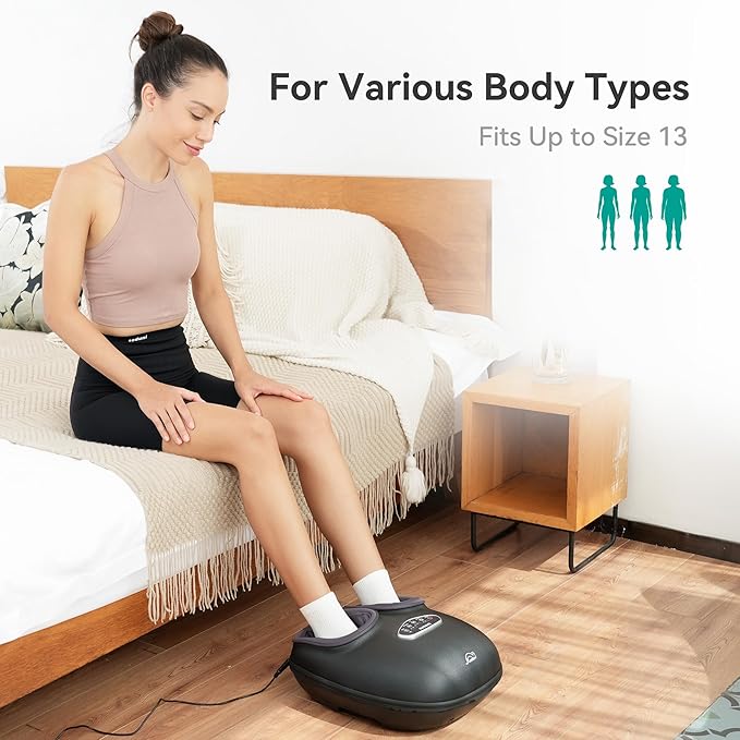 Snailax Shiatsu Foot Massager with Heat Deep Kneading Compression Vibration Feet Massager Machine for Plantar Fasciitis Neuropathy Foot Warmer Under Desk Size 13 Gifts for Men Women
