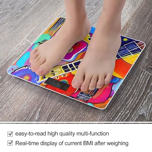 Digital Bathroom Scale for Body Weight Scale with Bright LCD Display High Accuracy Step-On Technology Auto On/Off Color Acoustic and Guitars Digital Scales 400 Lbs /180kg