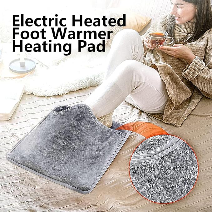 Electric Heating Pads Foot Warmer Heated Cover Feet Hands Legs Back Warmer Body for Men and Women 6 Heat Levels and 4 Timers Home School Office Outdoor Winter (US/EU/UK)