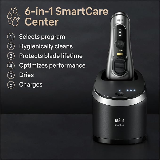 Braun Series 9 PRO+ Electric Razor for Men 5 Pro Shave Elements &amp Precision Long Hair Trimmer 6in1 SmartCare Center Wet &amp Dry Electric Shaver for Smooth Skin with 60min Battery Runtime 956