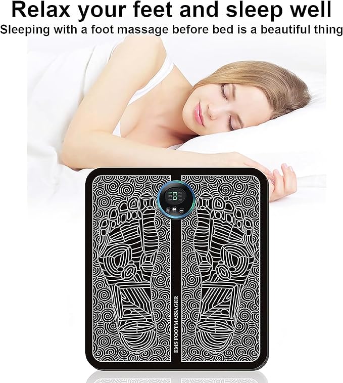EMS Foot Massager MatFoot Stimulator Massager Pad–Improved Circulation and Pain Plantar Fasciitis Relief Muscle Relaxation Foldable Legs &amp Feet Massager
