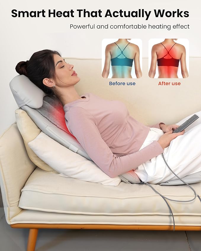 COMFIER Shiatsu Back Massager with Heat Deep Tissue Kneading Chair Massager with Vibration 2D/3D Shiatsu Massage Seat Cushion Full Back Massage Chair Pad
