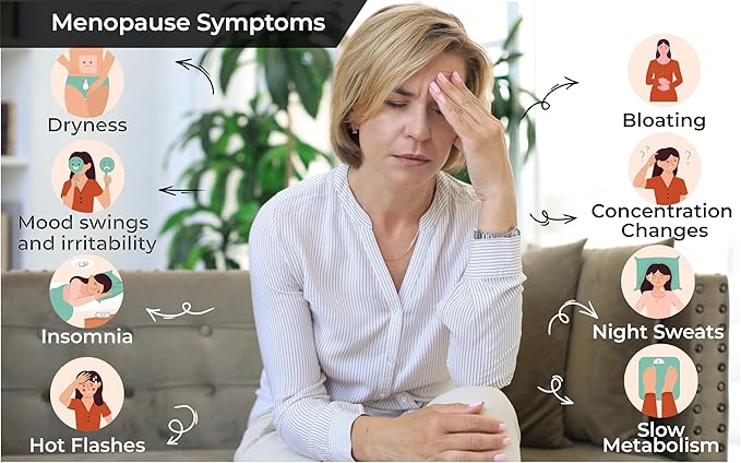 Meno-Support BloatX Organic Menopause Relief: Balances &amp Supports Hot Flashes Hormones Moods Swings Night Sweats &amp Bloating W/Black Cohosh Red Clover &amp Dong Quai. Natural Peach Flavor