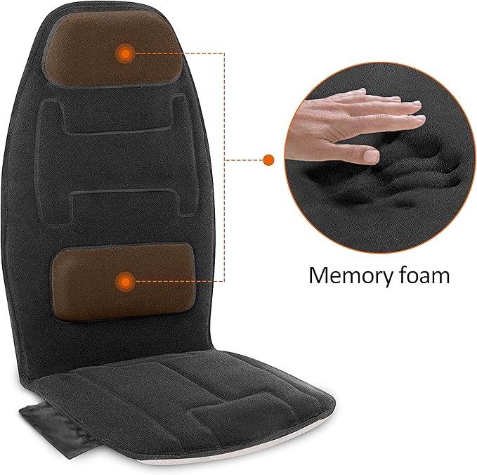 Snailax Vibration Back Massager with Heat Massage Chair Pad with Neck Lumbar Memory Foam 10 Vibration Motors5 Modes Gifts No shiatsu