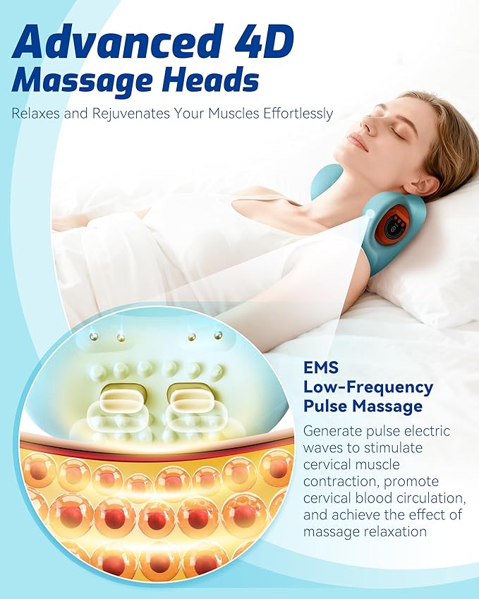 Neck Massager 2025 with Heat and Multi-Directional Stretch NEXT Gen Ergonomic Neck Massager Pillow with 3 Modes 26° Angle Neck Stretcher Cervical Traction Device - Neck &amp Shoulder Relief(1PCS)