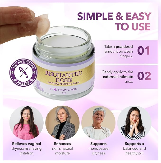 Vulva Balm &amp Organic Vaginal Moisturizer for Women: Natural Vulva Moisturizer &amp Vulva Cream for Dryness on Intimate Skin - NON Estrogen Cream - Perfect for Menopause &amp Shaving Rash Relief