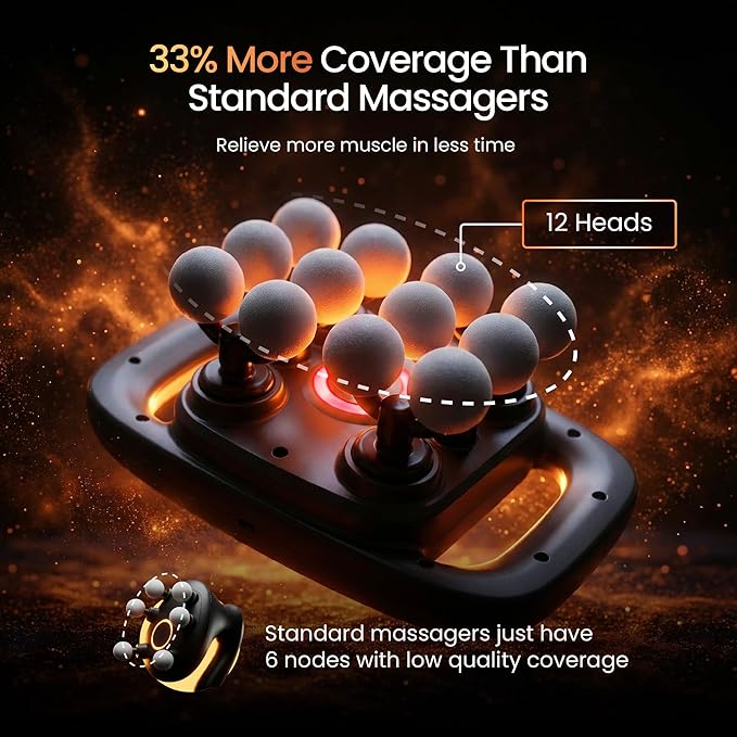 BENEVIA Deep Tissue Massage Gun - Percussion Massager for Muscle Recovery - Handheld Back Neck &amp Shoulder Massager with 30 Speeds and 12 Heads