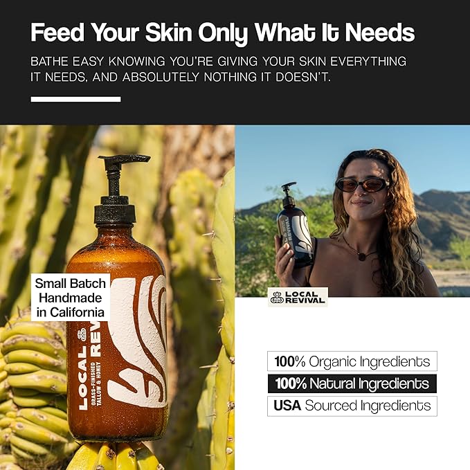 Tallow and Honey Body Wash - Tobacco Vanilla - Beef Tallow with Honey Olive Oil Shea Butter and Jojoba Oil - Moisturizing Body Wash for Men and Women 16oz
