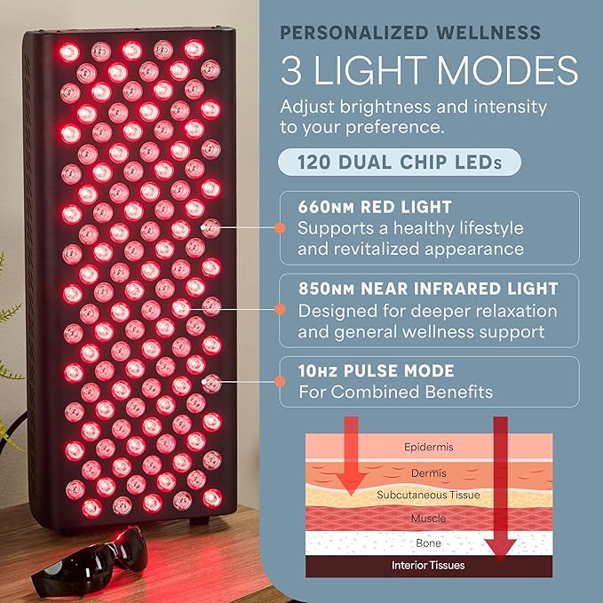 LifePro Red Light Therapy for Body Panel - 90 &amp 120 Dual Chip LEDs - 660nm &amp 850nm Near Infrared Full Body Red light Therapy Panel - For Daily Wellness &amp Comfort -Includes Hanging Kit and
