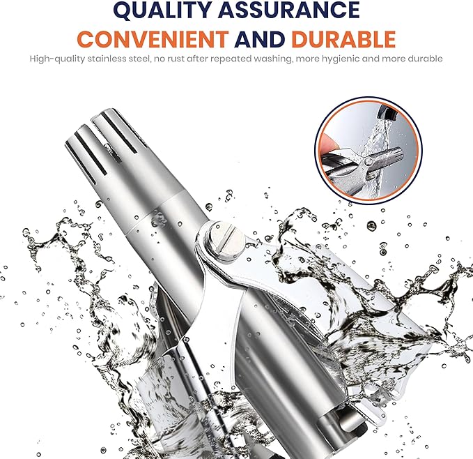 Stainless Steel Manual Nose Hair Trimmer for Men and Women | Manual Nose and Ear Hair Trimmer | Nose Clippers 360° Rotating Hair Trimmers | Washable Nosehair Remover - Pack of 3