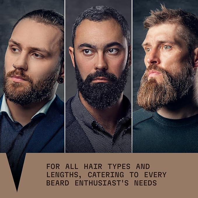 Striking Viking Beard Care Set (Sandalwood) - Paraben &amp Sulfate Free Shampoo with Jojoba Oil - Deep Clean for All Beard Types (10oz Per Bottle)