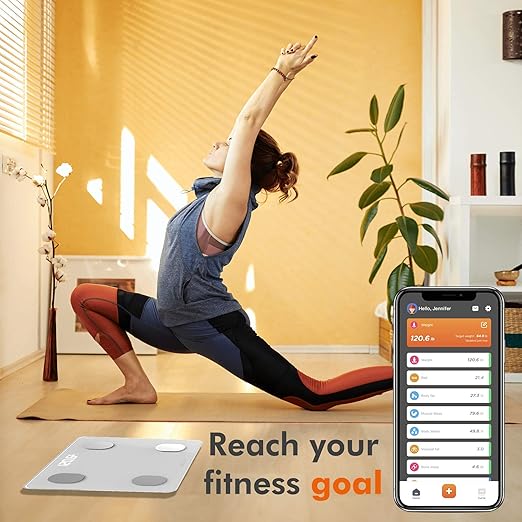 KONQUEST Smart Scale for Body Weight Digital Bathroom Scale BMI Weighing Bluetooth Body Fat Scale Body Composition Monitor Health Analyzer with Smartphone App 400 lbs - White