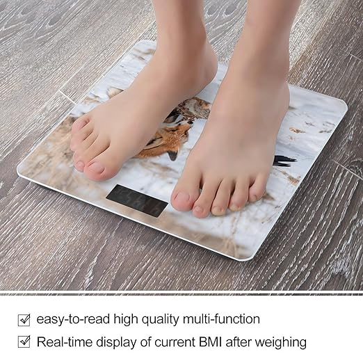Fox Raven Interaction Scale for Body Weight Sturdy Tempered Glass Weighing Scales with LCD Display Accurate Digital Bathroom Scale Convenient Body Fat Smart Scales Easy Read