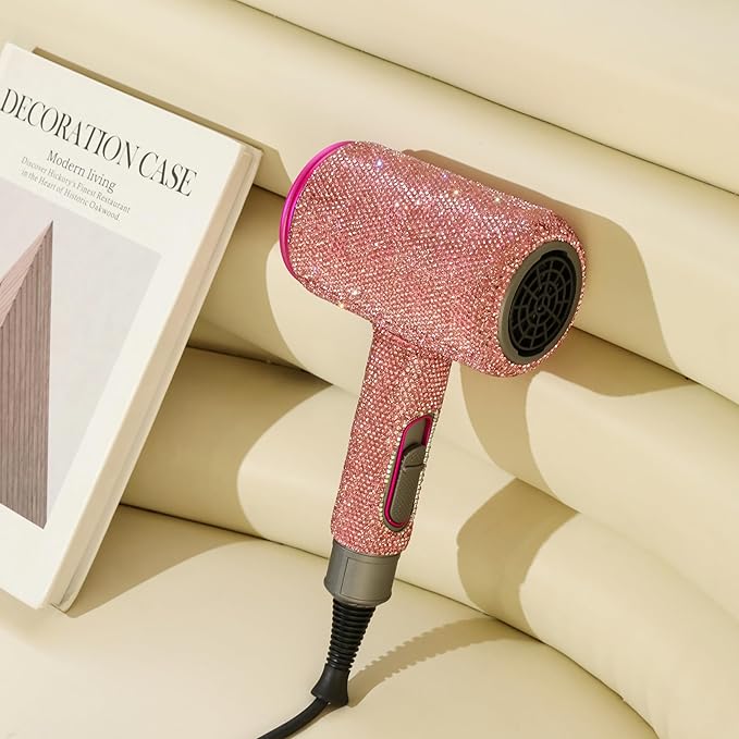 Ionic Hair Dryer Frizz Free Fast Dryer with Diffuser 1800W Professional Ionic Hair Blow Dryer with 3 Heat/2 Speed 3 Temperature &amp 2 Wind Speed for Women and Men (Pink)