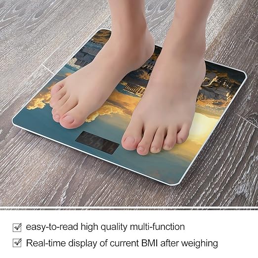 Acropolis Cityscape Skyline Scale for Body Weight Accurate Digital Bathroom Scale Toughened Glass High Precision Scales Smart Weight Scales with Large LCD Backlight Display Weighing Machine