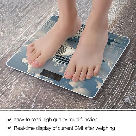 Cruise Ship Digital Bathroom Scale for Body Weight Weighing Scale with Backlit LCD Display High Precision Measurements &amp Measures Weight Up to 180kg