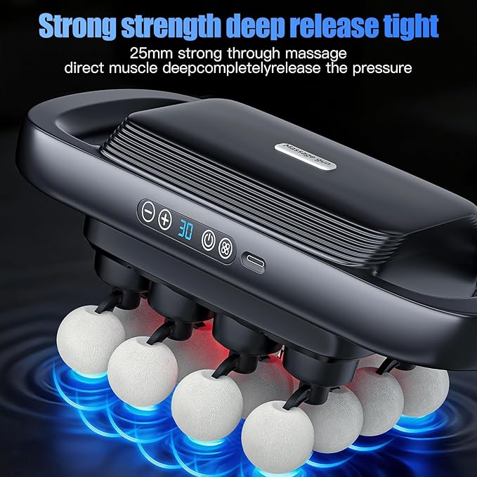 16 Head Massage Gun deep Tissue Percussion Muscle Massager with 16 Heads 3 Modes &amp 30 IntensitiesQuiet Handheld Massager for Back Neck Shoulder Legs Muscle Pain Relief