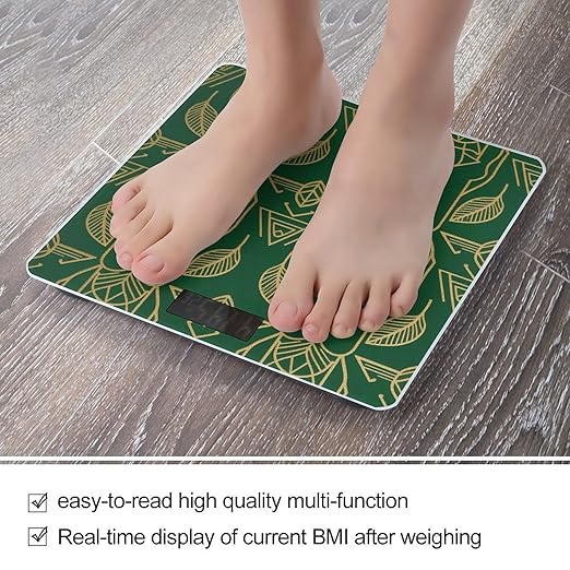 Peel and Stick Art Deco Weight Scale Large Bathroom Scales Digital Weight with Bright LED Display Non Slip Automatic Weighing Scale Fashion Weighing Machine for Body