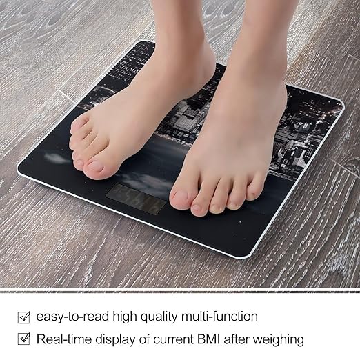 New York Night Sky Weight Scale Digital Electronic Scales Bathroom Scale Larg LCD Backlight Display High Precision MeasurementsTempered Glass