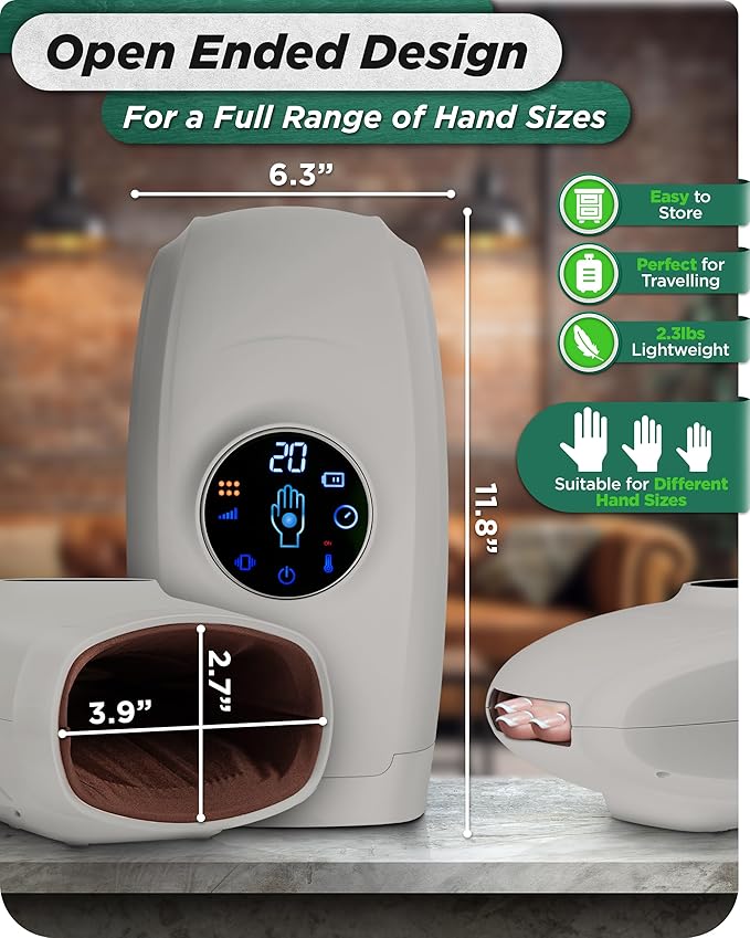 Lunix LX7 FSA Carpal Tunnel &amp Wrist Pain Relief Device Heated Air Compression Hand Massager for Arthritis Mothers Day Gifts for Women &amp Mom Touchscreen Cloud Gray