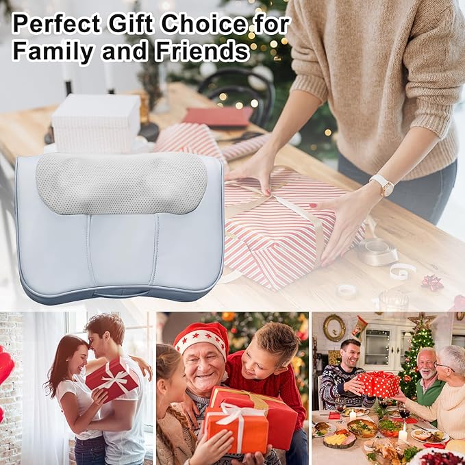 AISZG Neck MassagerBack Massager with HeatShoulder Deep Tissue Massager3D Deep Kneading Massage PillowGifts for Her/Boyfriend/Him/Women/Men
