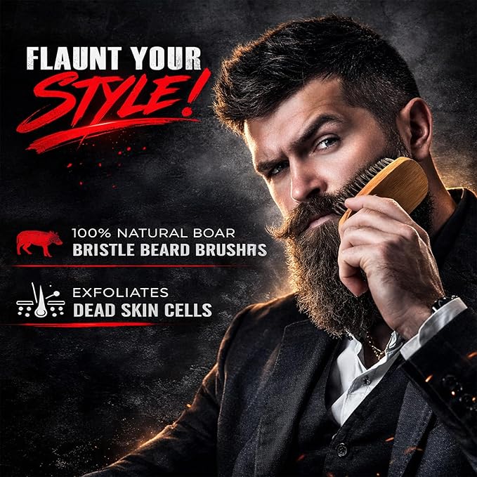 Beard Straightener Grooming Kit for Men Beard Growth Kit Wash Brush &amp Comb Unscented Growth Oil All Natural Sandalwood Balm Conditioner Razor &amp Scissors Great Gift Idea for Men's (Bamb