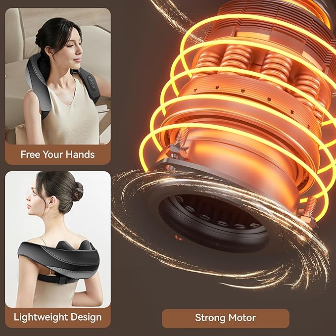Shiatsu Neck and Shoulder Massager with Heat for Pain Relief Deep Tissue Portable Massagers for Neck and Back Gifts for Men and Woman (Black with Leather Handbag)