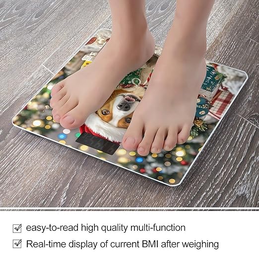 Merry Christmas Dog Scale for Body Weight Highly Accurate Digital Bathroom Body Scale Digital Bathroom Scales for People Anti-Slip Large LCD Display Smart Scales