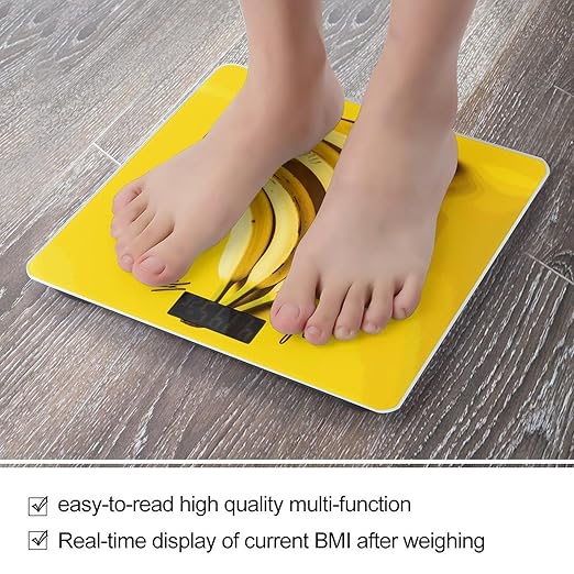 Yellow Banana Bathroom Scale Ultra-Bright Liquid Crystal Screen Weight Scale Accurate Bathroom Body Scales for Body Weight Bathroom Pet Home Bedroom Gift-Giving