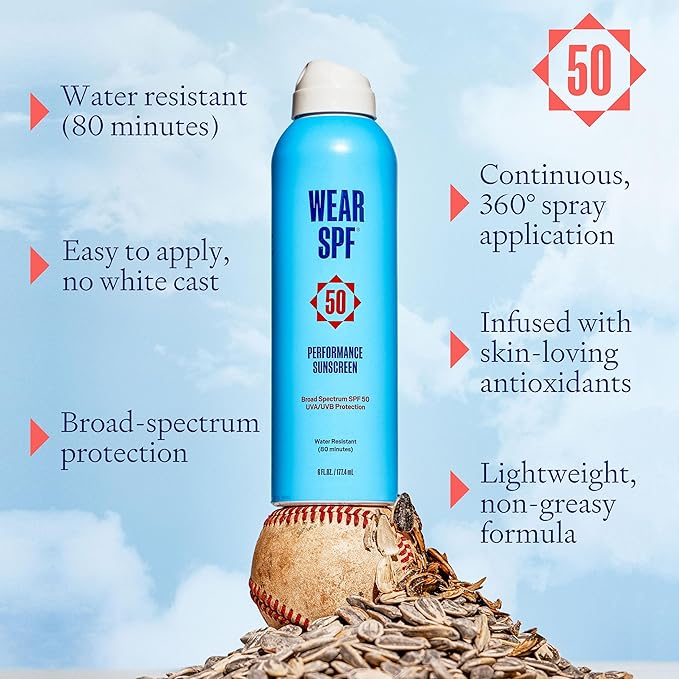 Wear SPF Performance Sport Sunscreen Spray – Water &amp Sweat-Resistant SPF 50 3-pack