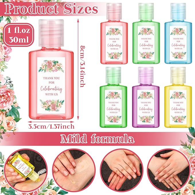 Gejoy 48 Pack Mini Hand Sanitizer Bulk Wedding Party Favors for Guests Hand Sanitizer Travel Size Thank You Hand Soap Gifts for Wedding Personalized Bridal Baby Shower Party Supplies