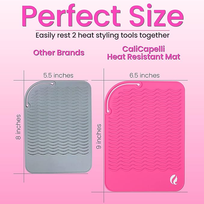 CaliCapelli Professional Heat Resistant Styling Silicone Mat for All Hair Irons Curling Iron Straightener Pad Iron Flat Hair Hair Tools Appliances Hair Dryer Salon Tools Hair Stylist (Pink)