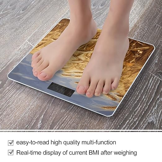 Wheat Harvest Scale for Body Weight Anti-Slip Sturdy Tempered Glass Weighing Machine Highly Digital Accurate Bright LCD Bathroom Scale for Household Gift