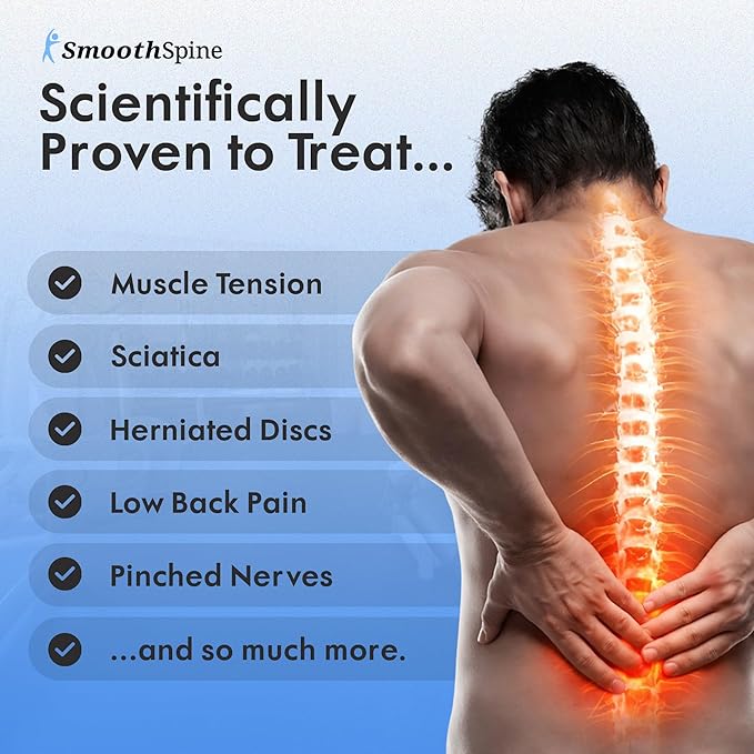SmoothSpine Multi Therapy Pro - Back Massager Comfort Device with Heat Massage Air Traction EMS &amp Red Light-Therapy - At-Home Relaxation &amp Support for Lower Back