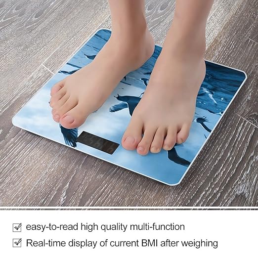 Flocks of Seagulls Follow The Wind. Weight ScaleClear LED Display Bathroom Digital Weighing ScaleTempered Glass Digital Bathroom Scale for Body Weight Capacity Up to 400 Lbs