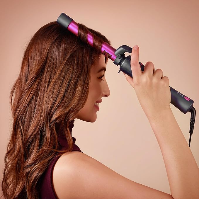 SKG Automatic Rotating Curling Iron 1-Inch Ceramic Barrel 2-Way Rotation 3 Heat Levels 60s Fast Heating 30-Min Auto Shut-Off Dual Voltage for Effortless Beach Waves &amp Curls