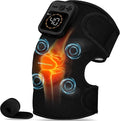 KingPavonini Cordless Knee Massager for Pain Relief Newly 4 Motors Vibration 5 Heat Levels 6 Massage Modes Knee Heating Pad for Knee Pain Heated Knee Massager Brace for Mom Dad (Black 1.0)