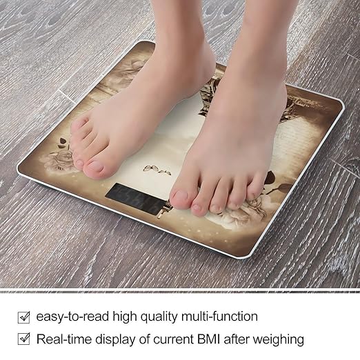 Vintage Paris Eiffel Tower Butterfly Bathroom Scale Large LCD Backlight Display Digital Scale Rounded Corners Body Scales Automatic Power On/Off Bathroom Scales for Home Bedrooms