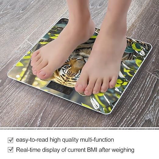 Jungle Tigers Cub Digital Bathroom Scale for Body Weight Weighing Scale with Backlit LCD Display High Precision Measurements &amp Measures Weight Up to 180kg