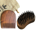 Beard Brush and Beard Comb Grooming Kit for Men Nylon Bristles Brush with Wooden Styling Comb Includes Carry Pouch