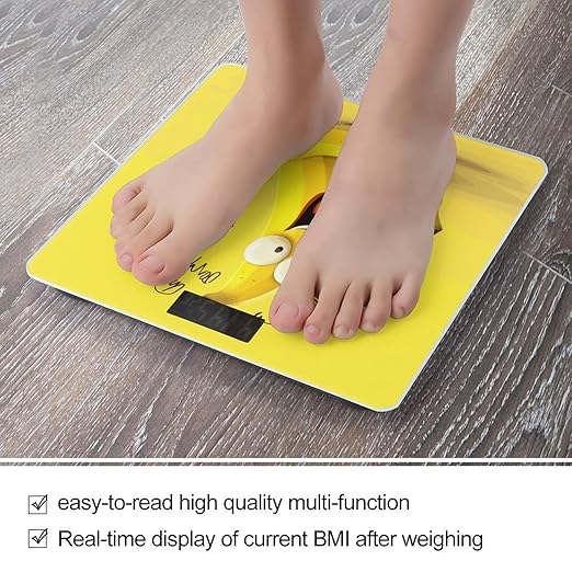 Yellow Banana Weight Scale Digital Electronic Scales Bathroom Scale Larg LCD Backlight Display High Precisio MeasurementsTempered Glass