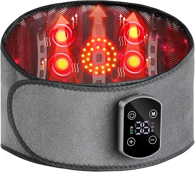 Cordless Heating Pad for Back Pain Relief Lumbar Massaager with Heat Heated Back Belt Abdomen Warmer Lumbar Support Rechargeable Heating Massage