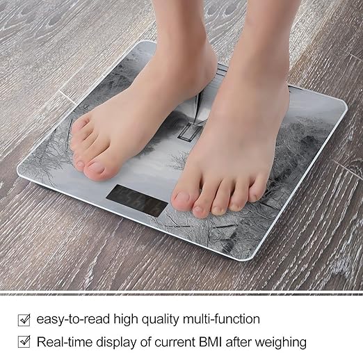 Snowy Train Tracks Smart Scale for Body Weight Accurate Bathroom Scale with LED Display Digital Weight Scales Weighing Machine High Precision Scales for Bath Home