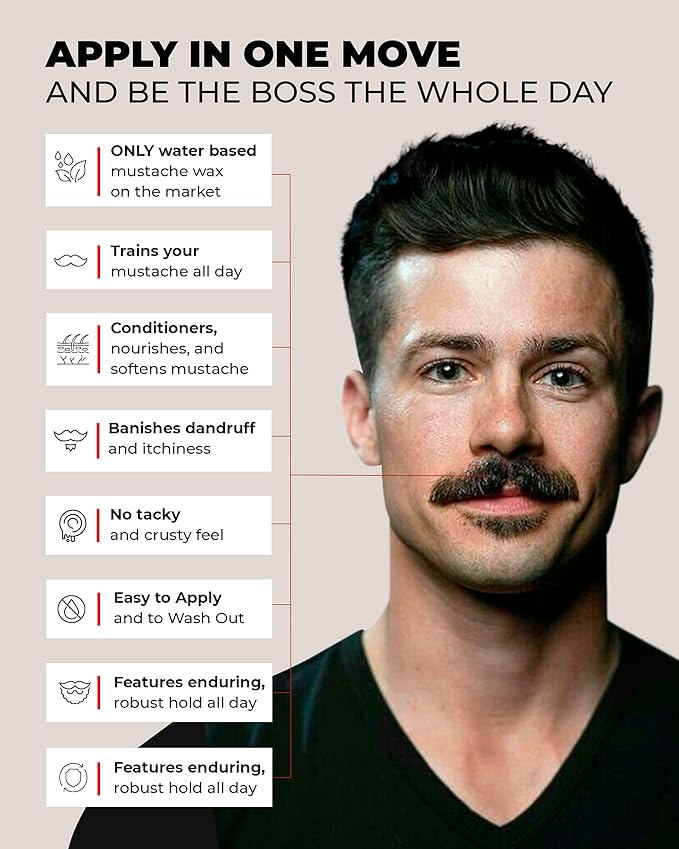 Bossman Sandalwood Comb + 2 Pack MUDstache Mustache Wax Bundle – Wide Tooth Comb for Beard with Strong 24-Hours Hold Taming &amp Styling Wax